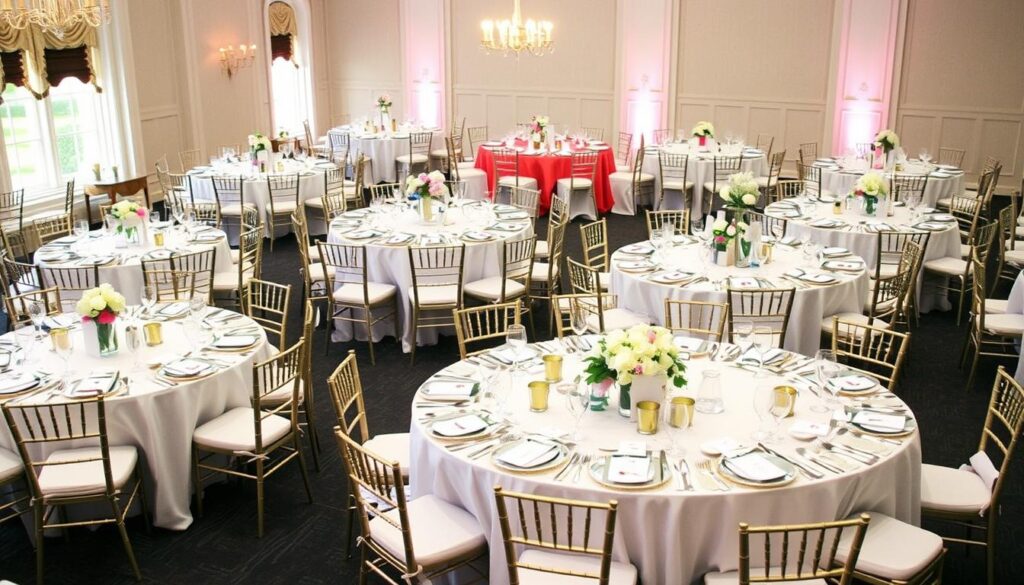 Classic Party Rentals table settings and chairs for a Lynchburg Virginia event