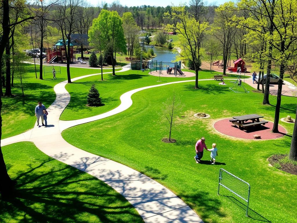 Falling Creek Park in Bedford Virginia showing trails and recreational facilities