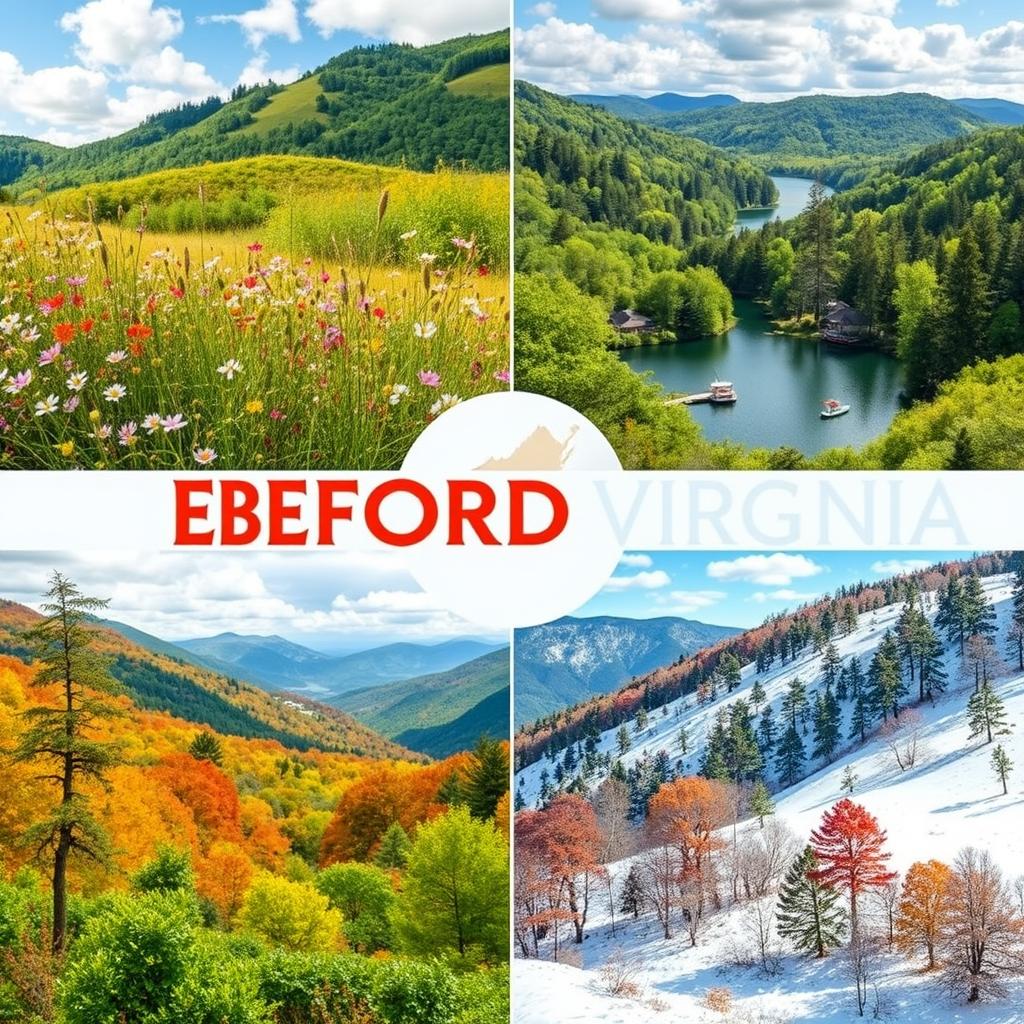 Four seasons collage showing Bedford Virginia outdoor beauty year-round