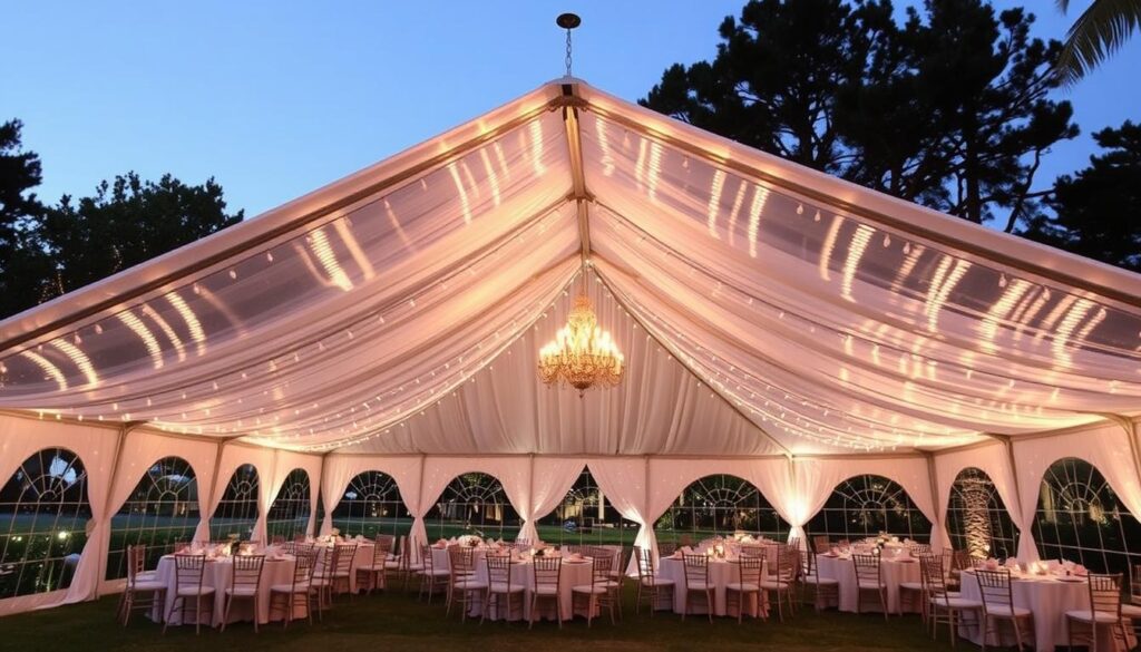 Grand Event Rentals tent setup for an outdoor wedding in Lynchburg Virginia