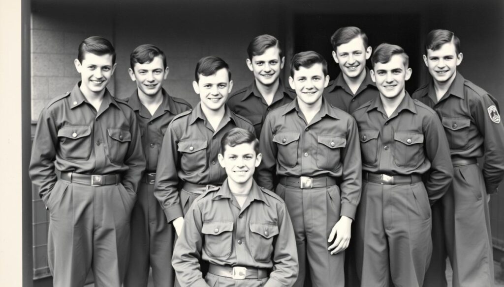 Historic photograph of some of the Bedford Boys before their deployment to Europe Historic photograph of some of the Bedford Boys before their deployment to Europe