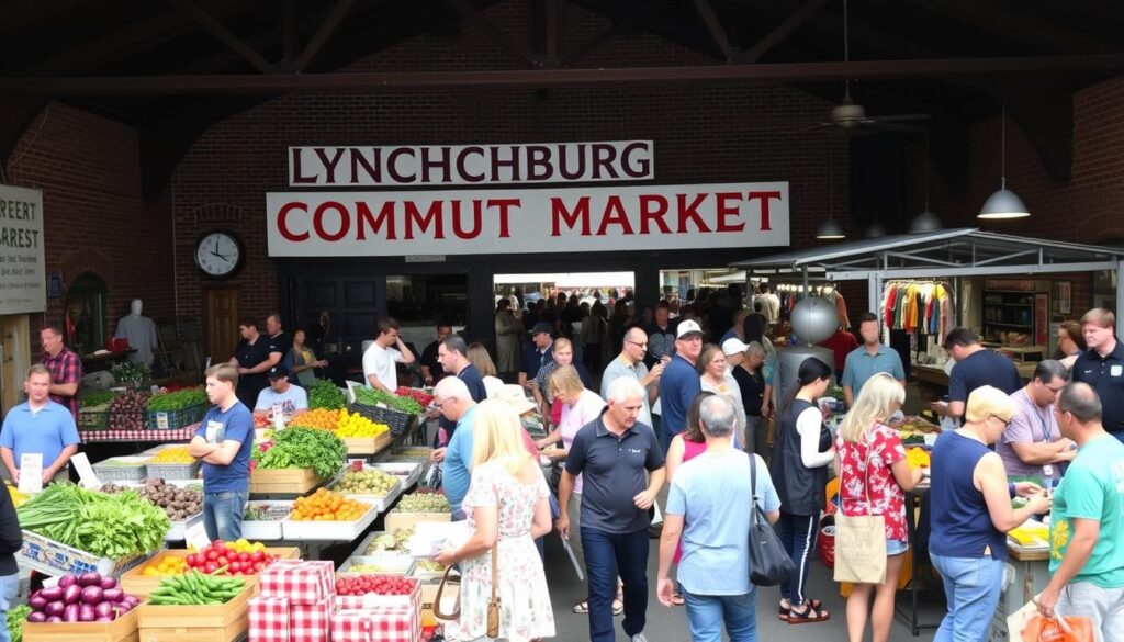 Lynchburg Community Market with local vendors selling fresh produce and crafts Lynchburg Community Market with local vendors selling fresh produce and crafts
