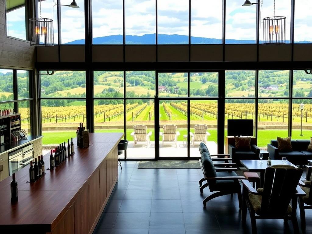 Ramulose Ridge Vineyards in Bedford Virginia showing the tasting room and vineyard views Ramulose Ridge Vineyards in Bedford Virginia showing the tasting room and vineyard views