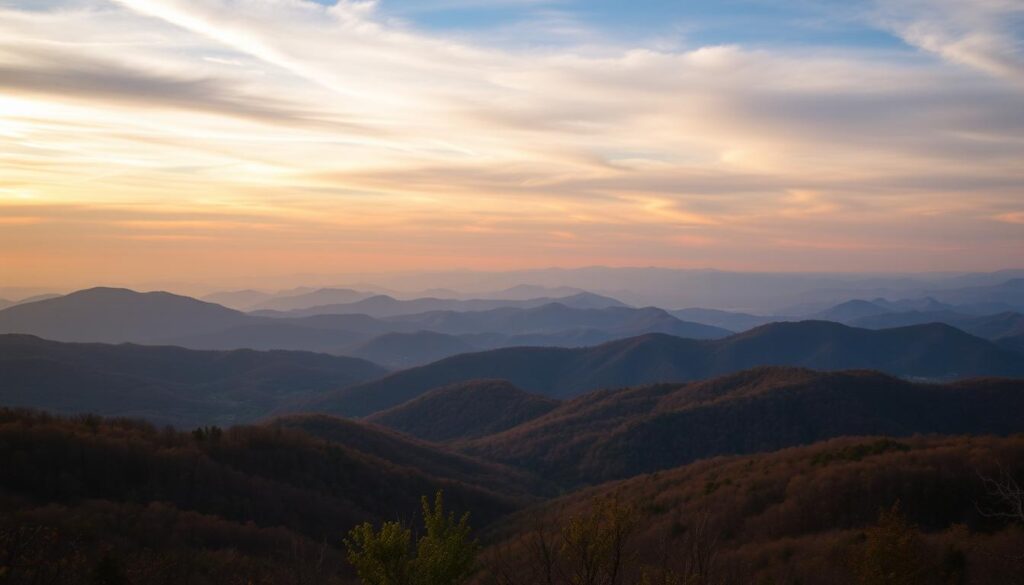Scenic view of Blue Ridge Mountains near Lynchburg Virginia perfect for wedding photography