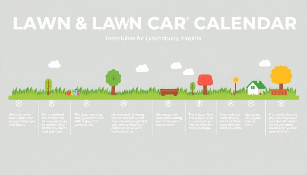 Seasonal lawn care calendar specific to Lynchburg, Virginia's climate and growing conditions Seasonal lawn care calendar specific to Lynchburg, Virginia's climate and growing conditions