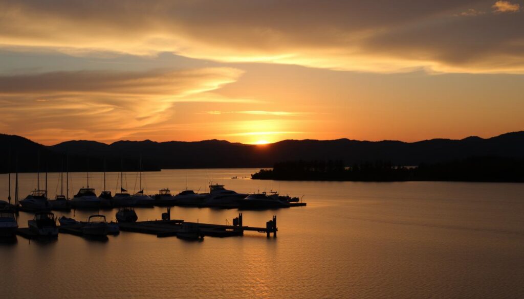 Sunset over Smith Mountain Lake in Bedford Virginia