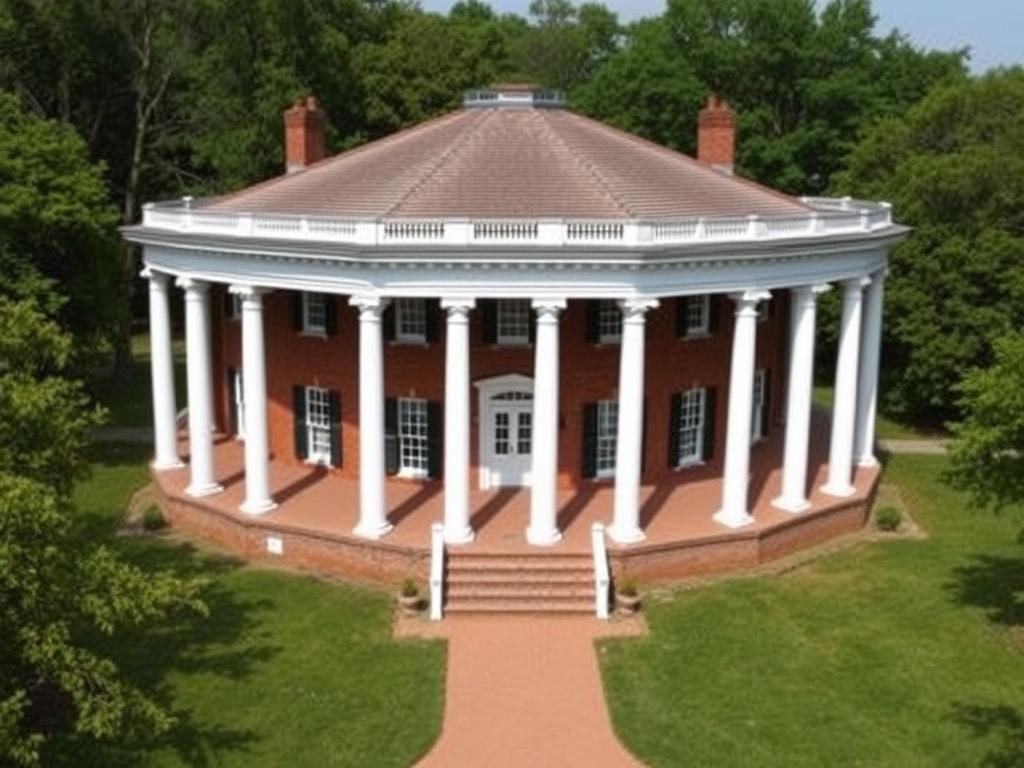 Thomas Jefferson's Poplar Forest retreat in Lynchburg Virginia showing the octagonal architecture Thomas Jefferson's Poplar Forest retreat in Lynchburg Virginia showing the octagonal architecture