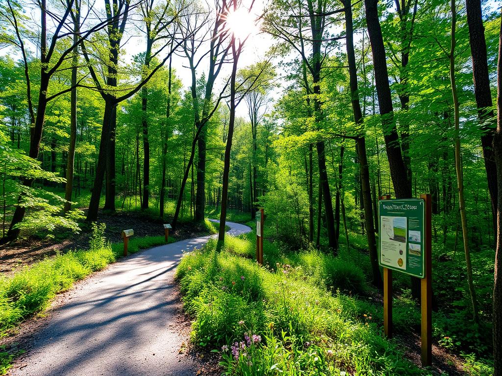 Trail through the forest at Claytor Nature Center in Bedford County Trail through the forest at Claytor Nature Center in Bedford County
