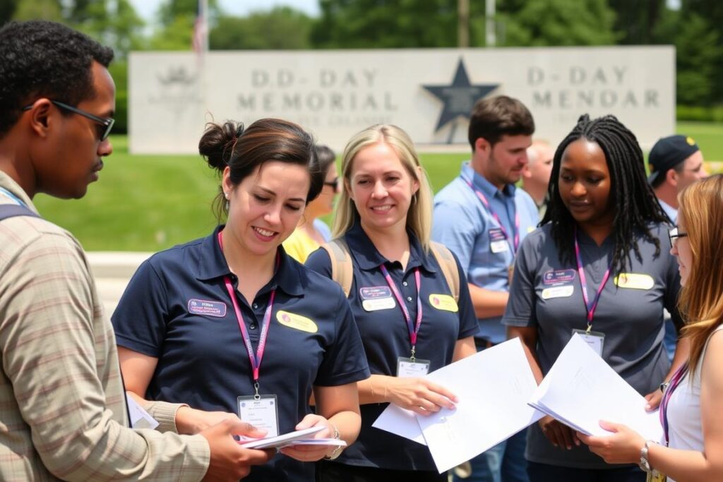 Volunteers at the D-Day Memorial Bedford Virginia assisting with a special event Volunteers at the D-Day Memorial Bedford Virginia assisting with a special event